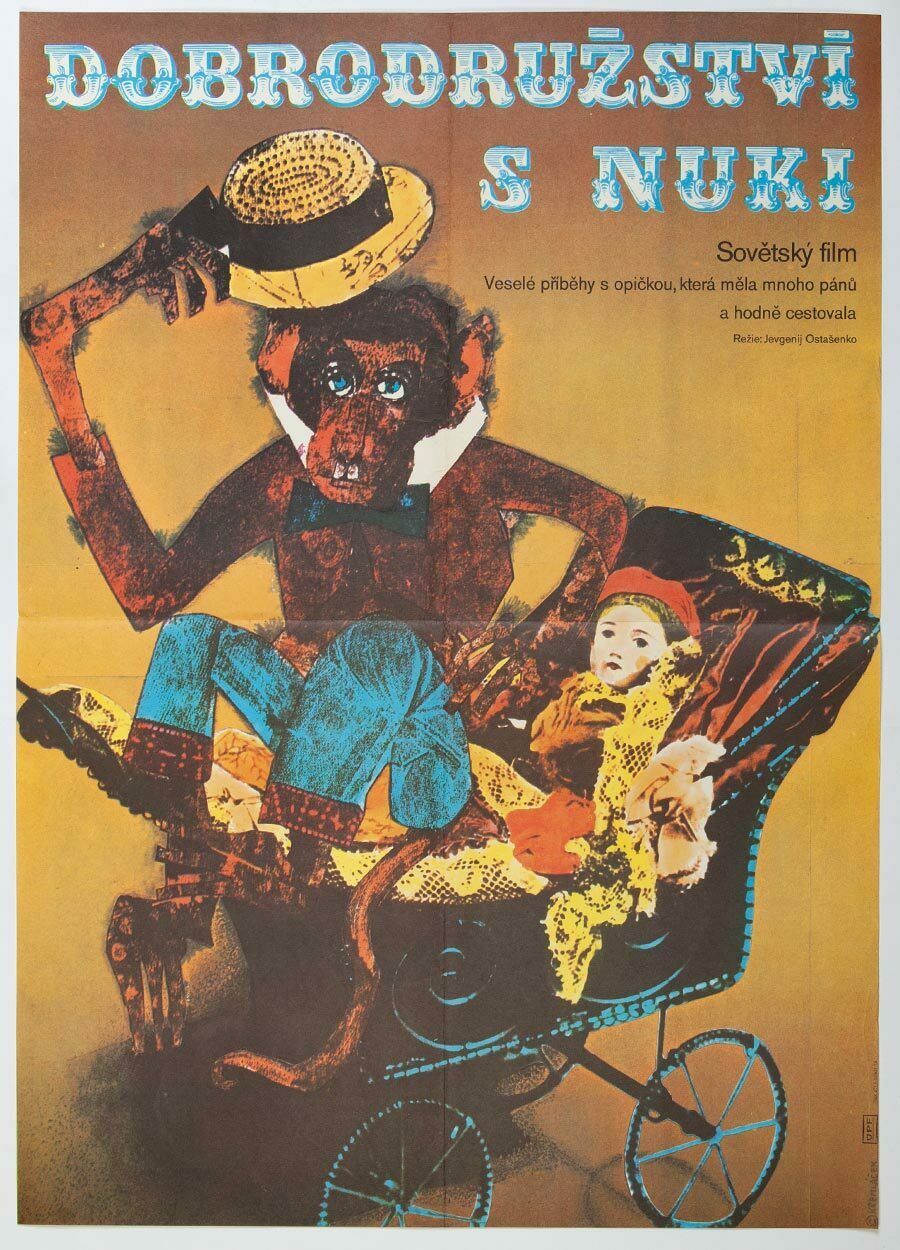 Original Film Poster, Adventures With Nuki, Ivan Kremláček, 1975, Genuine Czech Vintage Print photo buy