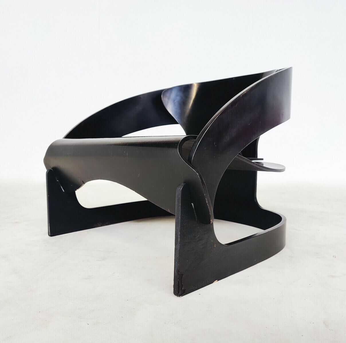 Black Wooden "4801" Armchair By Joe Colombo For Kartell photo furniture
