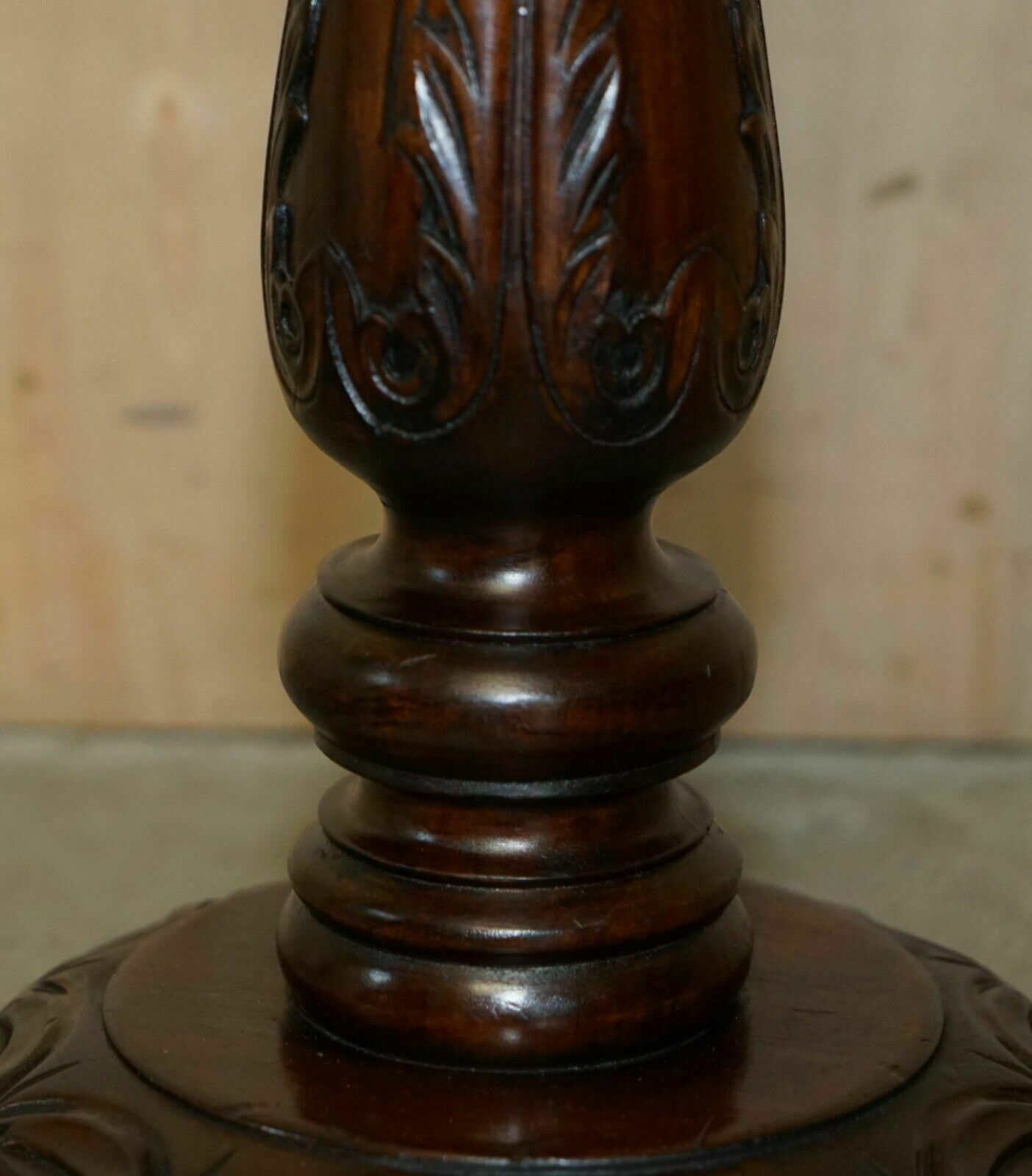 Vintage English Carved Mahogany Pedestal Jardiniere Column Display Plant Stand photo vintage