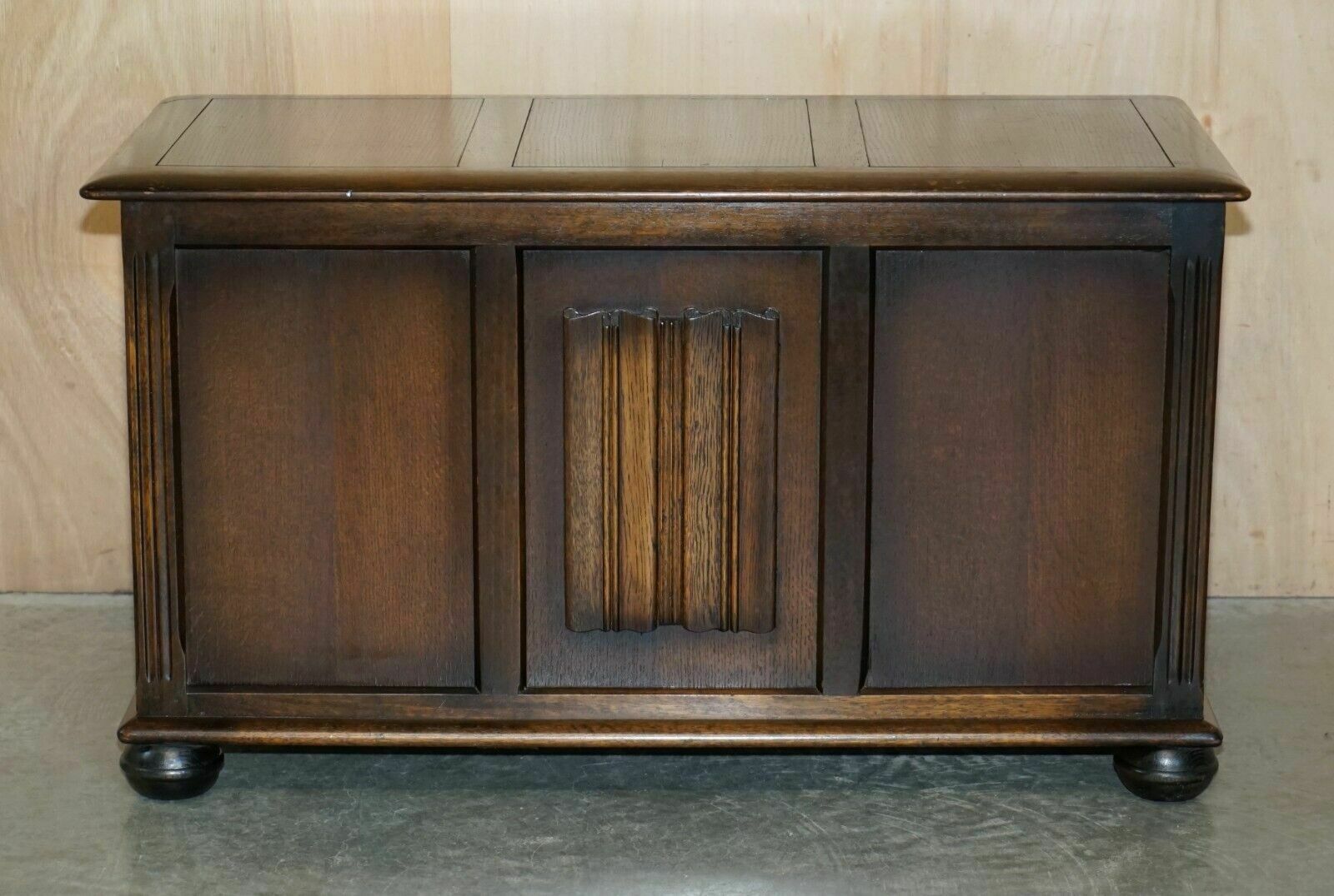 Vintage Jacobean Style English Oak Linen Trunk Or Chest For Clothes Toys Etc photo furniture