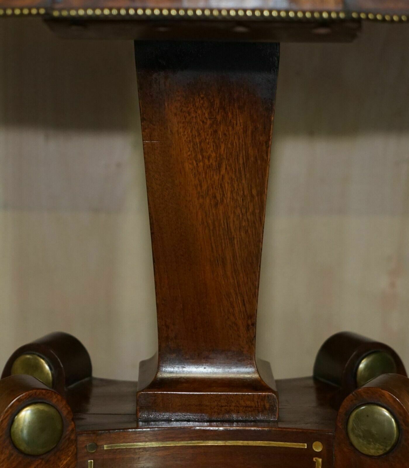 photo furniture Restored Antique Regency Circa 1815 Mahogany & Brass Inlaid Card Games Table
