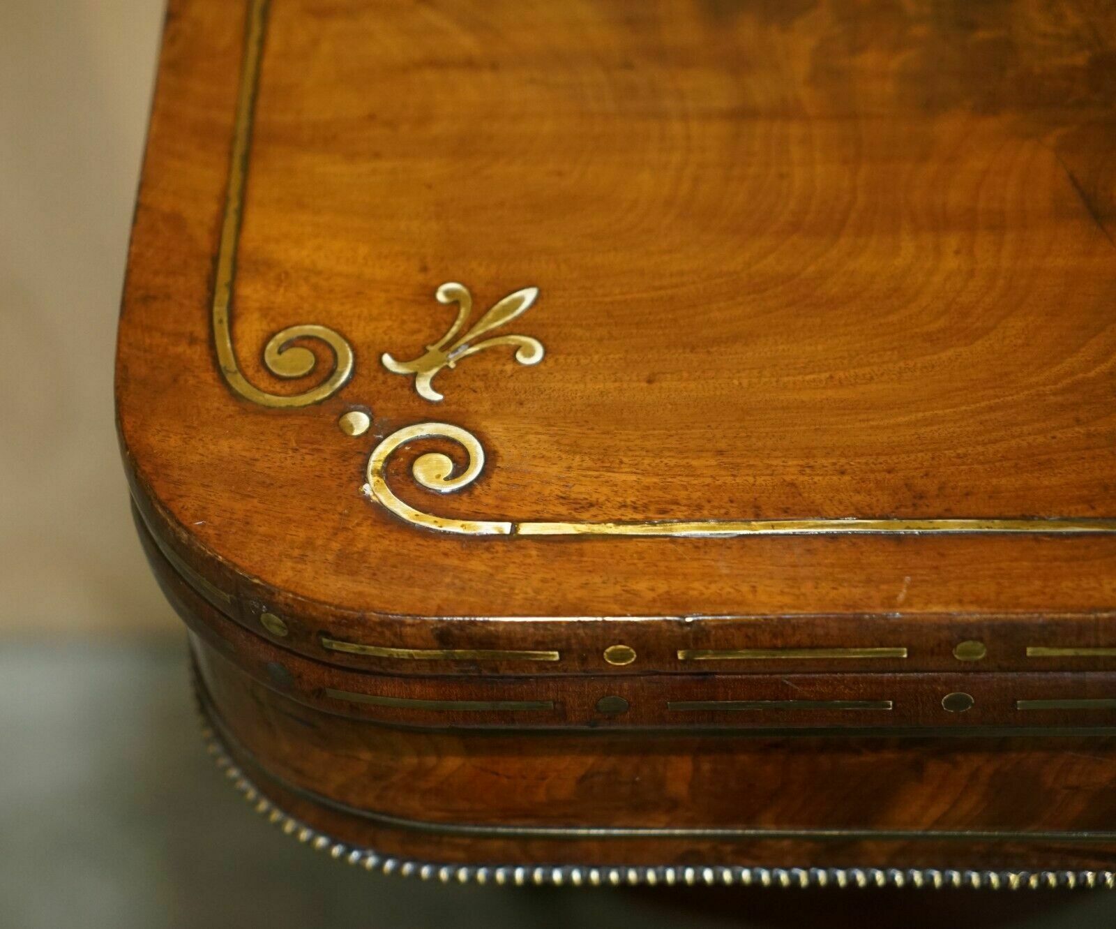 photo buy Restored Antique Regency Circa 1815 Mahogany & Brass Inlaid Card Games Table