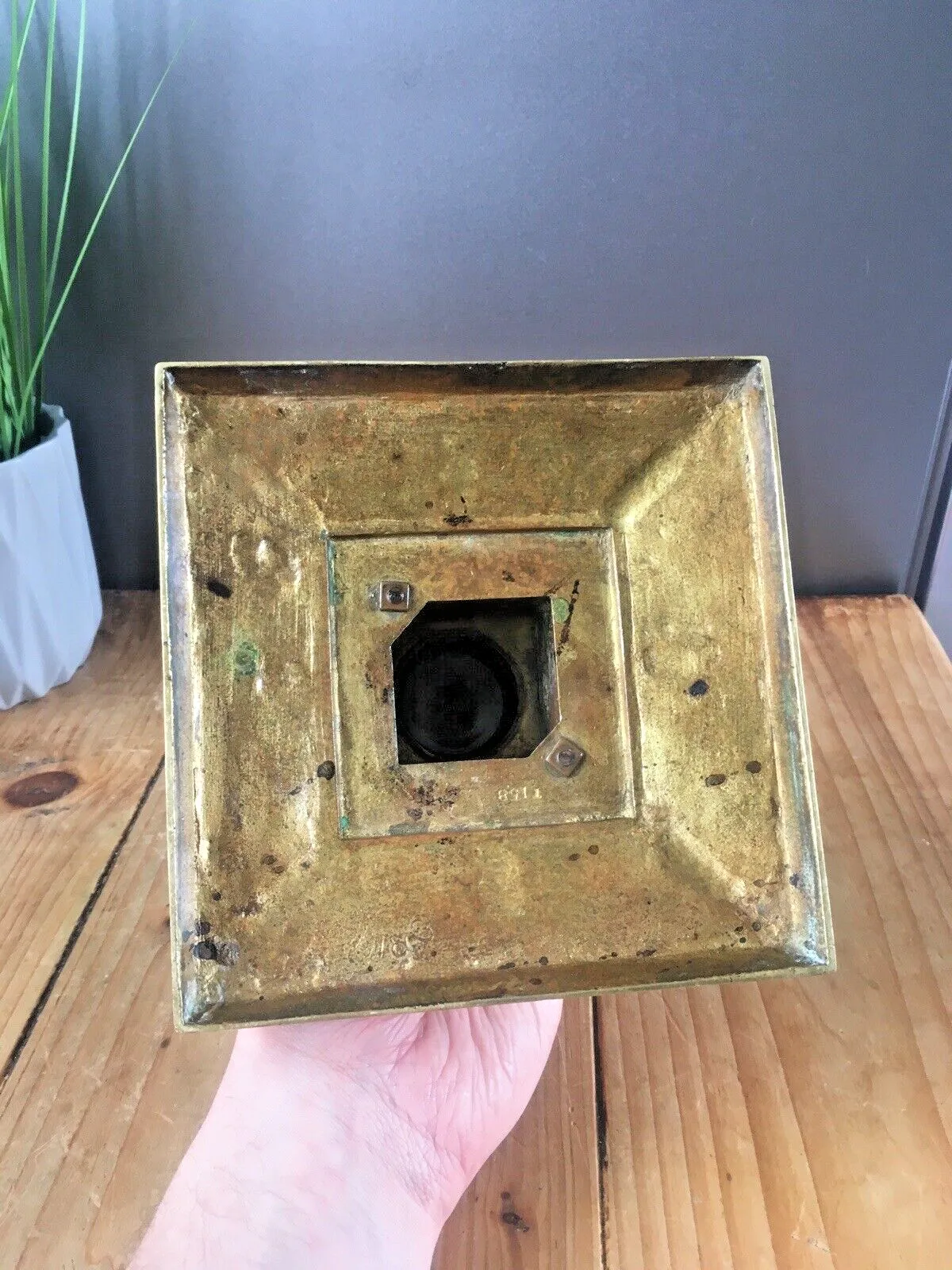 140.0 Quality Antique William Tonks & Sons Brass Inkwell Office Desk Accessory Prop photo
