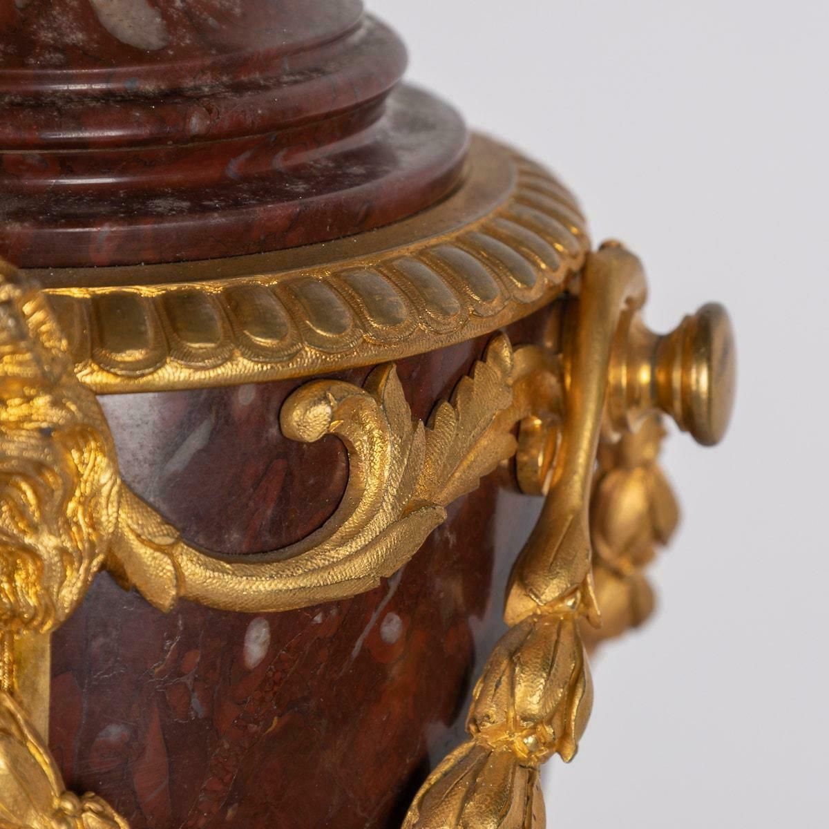 photo buy 19th Century French Ormolu Mounted Rouge Griotte Nine Light Candelabra, C.1870