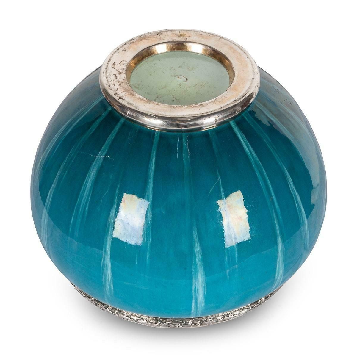 20th Century French Silver Mounted Flambe' Glazed Cachepot, Paris, C.1900 photo buy