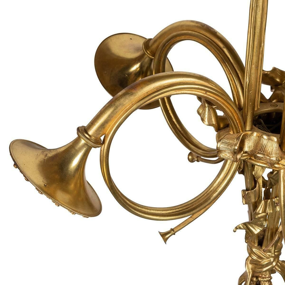 19th Century French Empire Ormolu Chandelier With Trumpet Light Fittings, C.1870 photo buy