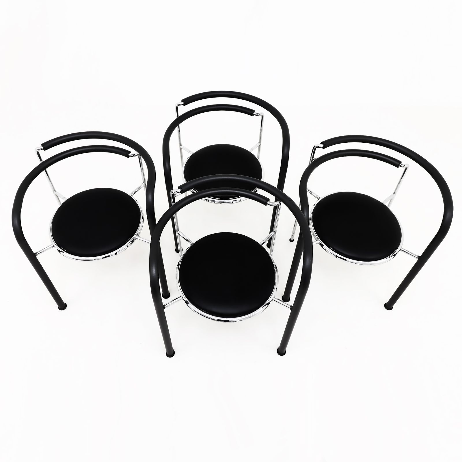 A Set Of 4 Rud Thygesen And Johnny Sorensen Dark Horse Chairs In Chrome And Black Leather