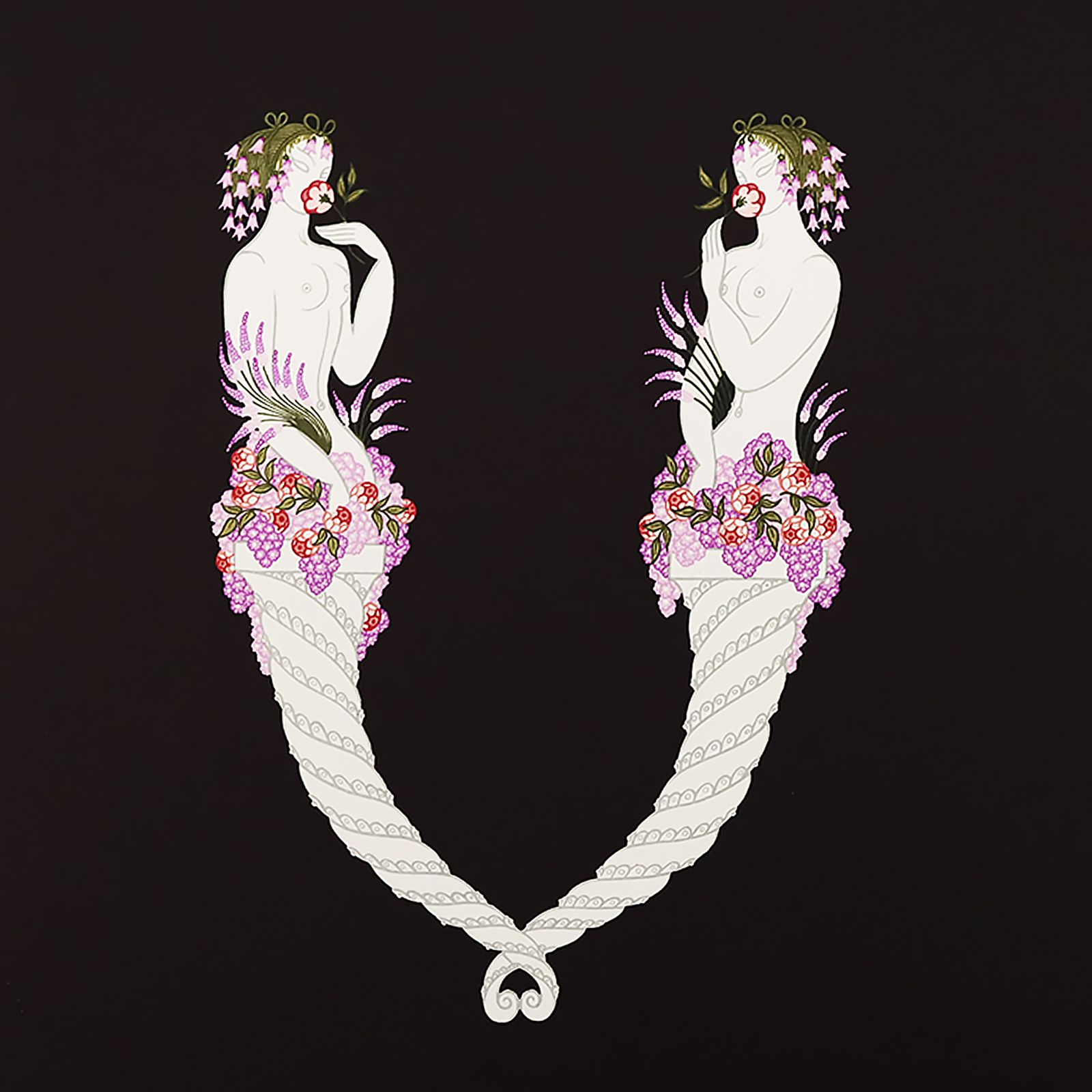 Rare Artist Proof Letter ‘V’ Erté (Romain De Tirtoff)  Alphabet Limited Edition Serigraph Print From 1976