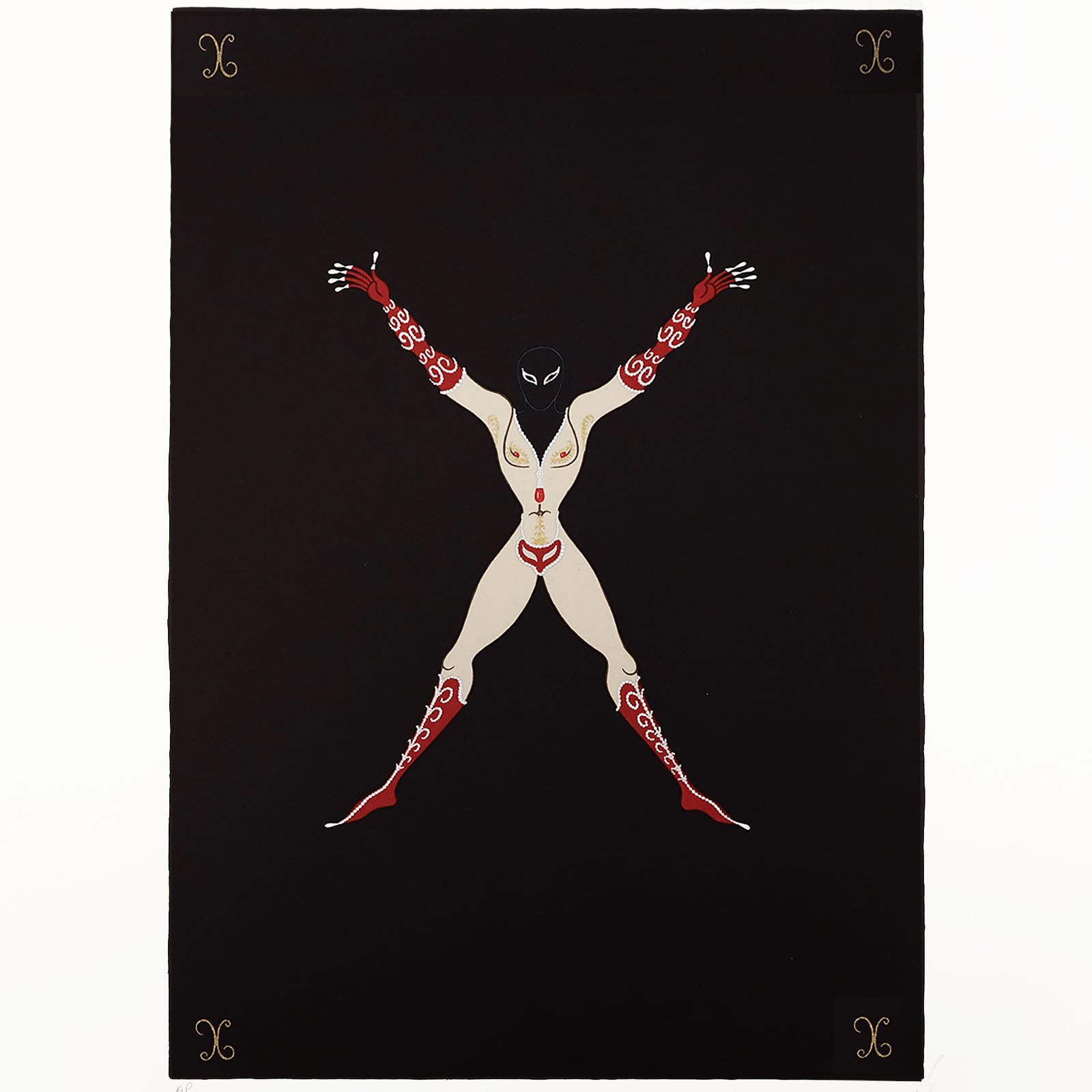Rare Artist Proof Letter ‘X’ Erté (Romain De Tirtoff)  Alphabet Limited Edition Serigraph Print From 1976 photo for sale