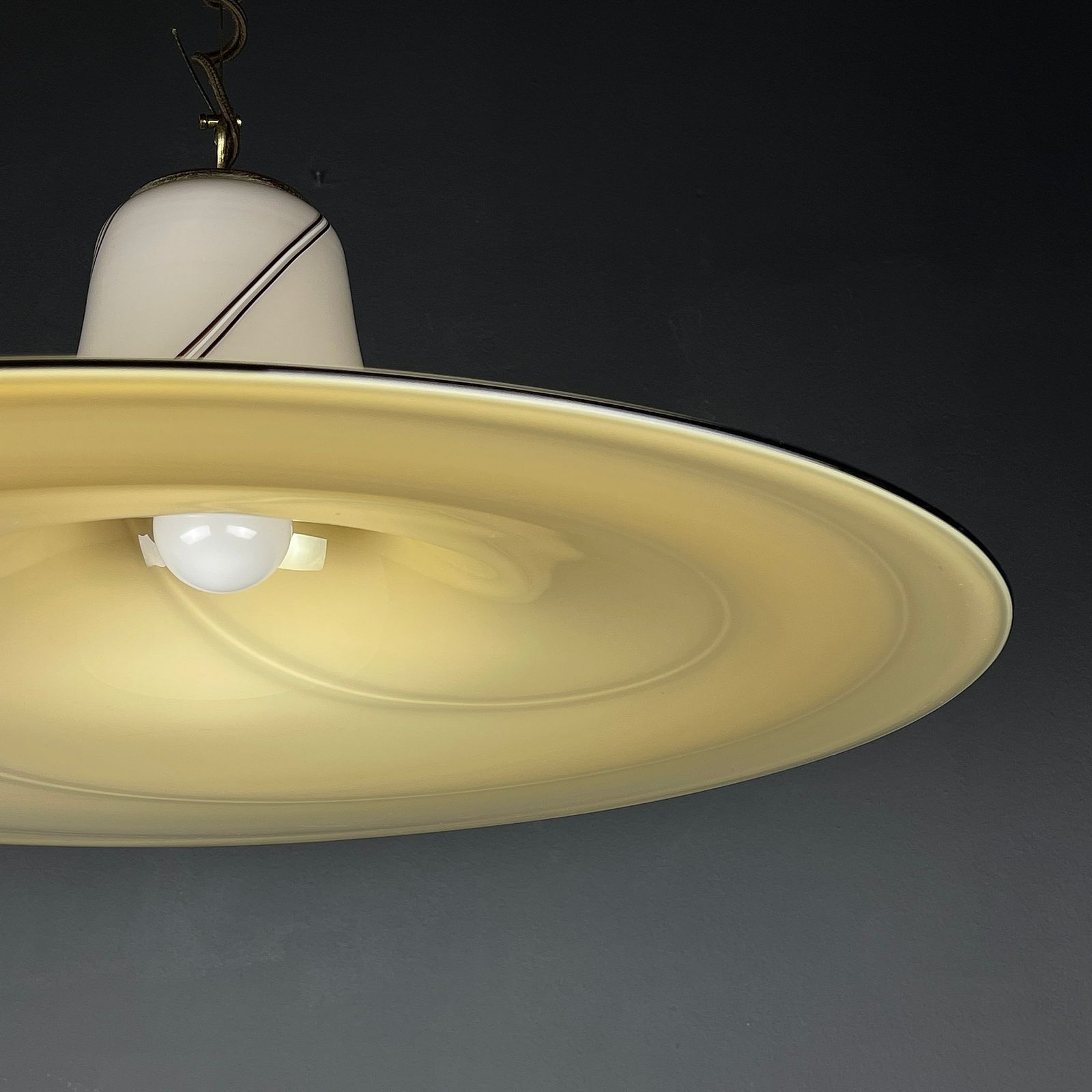 Vintage Beige Murano Glass Pendant Lamp Italy 1970s photo vinterior