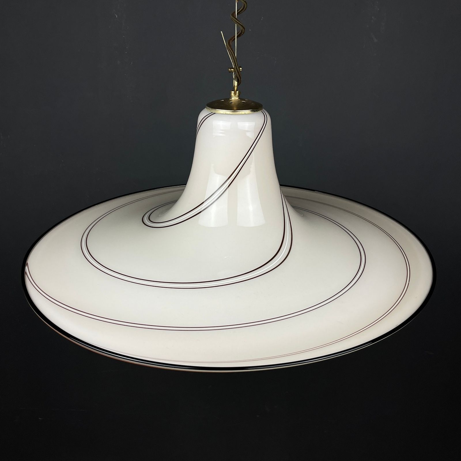 Vintage Beige Murano Glass Pendant Lamp Italy 1970s