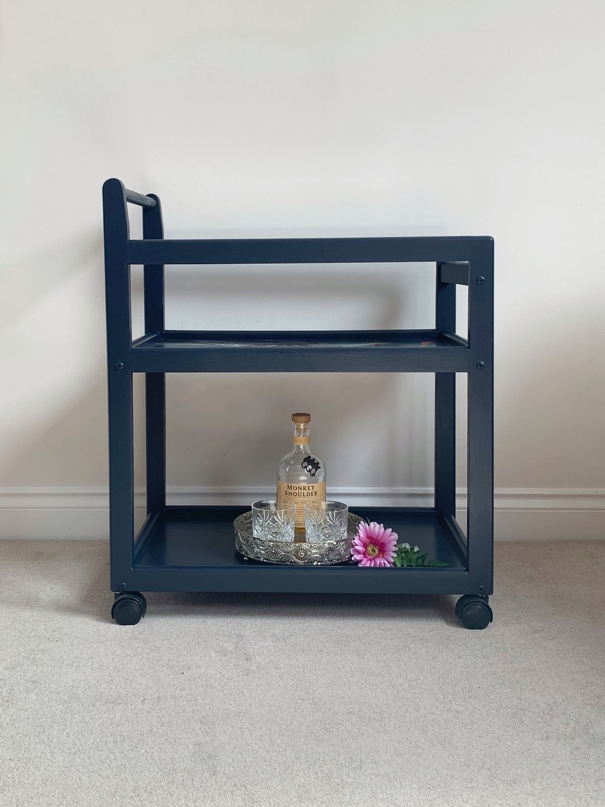 Navy Blue 'Boat In A Storm' Drinks Trolley By One Of A Kind Designs photo for sale