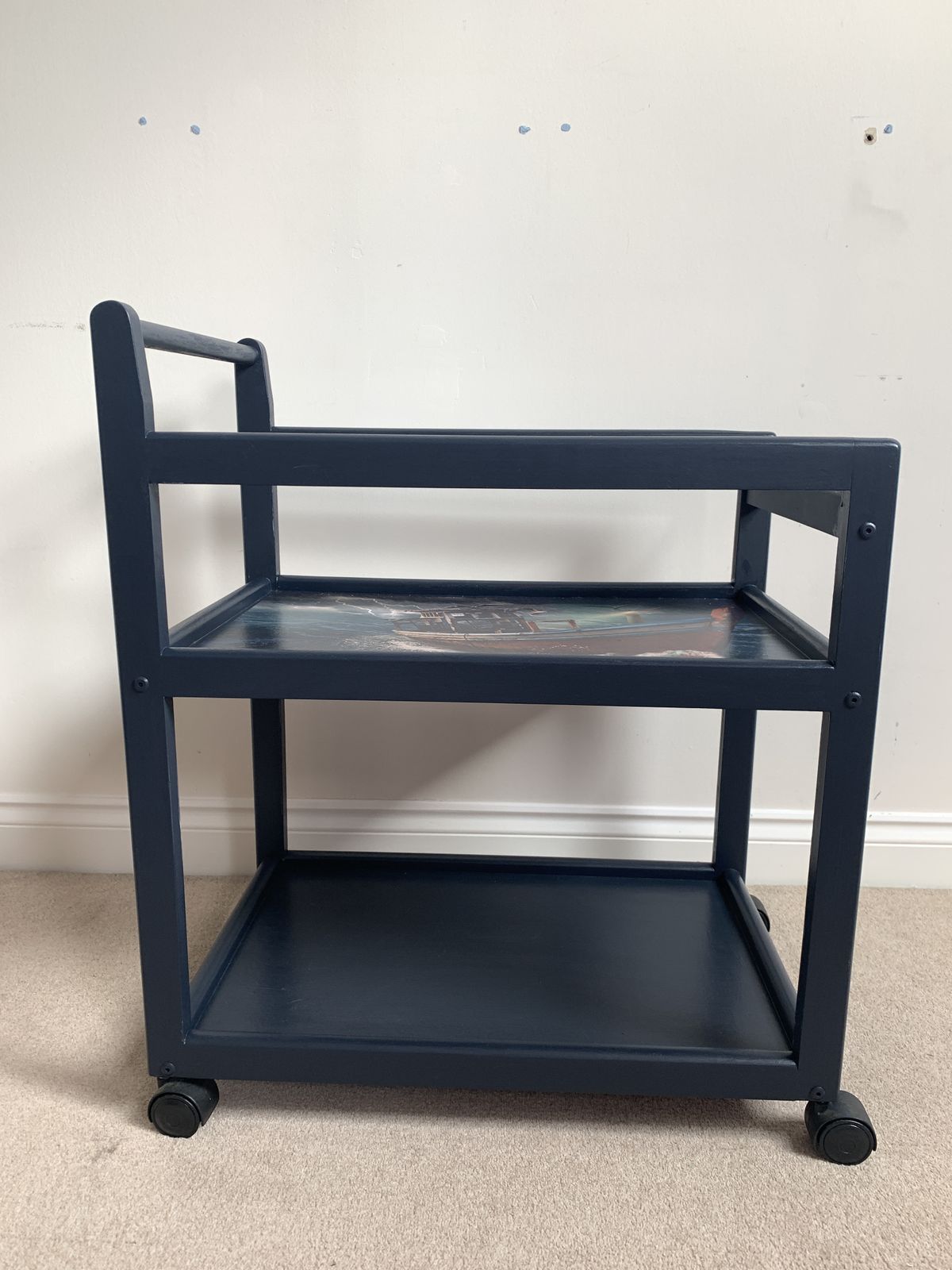 Navy Blue 'Boat In A Storm' Drinks Trolley By One Of A Kind Designs photo Furniture