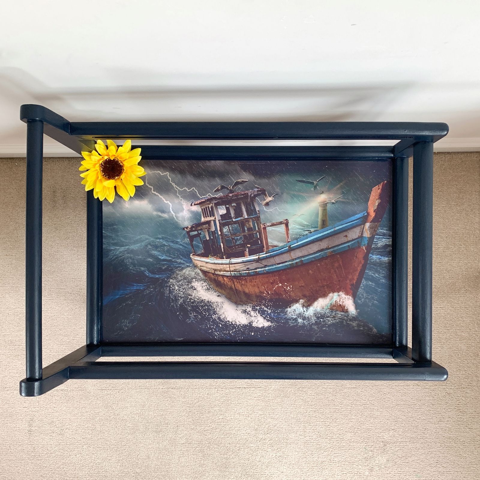 Navy Blue 'Boat In A Storm' Drinks Trolley By One Of A Kind Designs photo 145.0