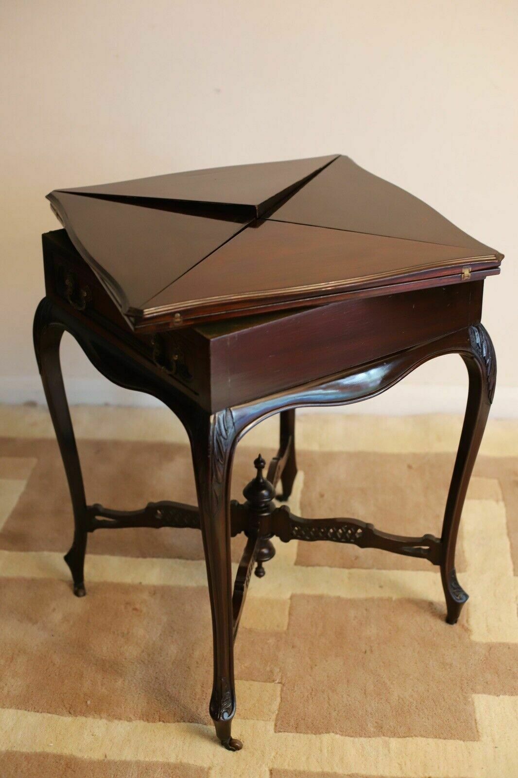 An Edwardian Mahogany Envelope Card Table By Allen & Appleyard photo 265.0