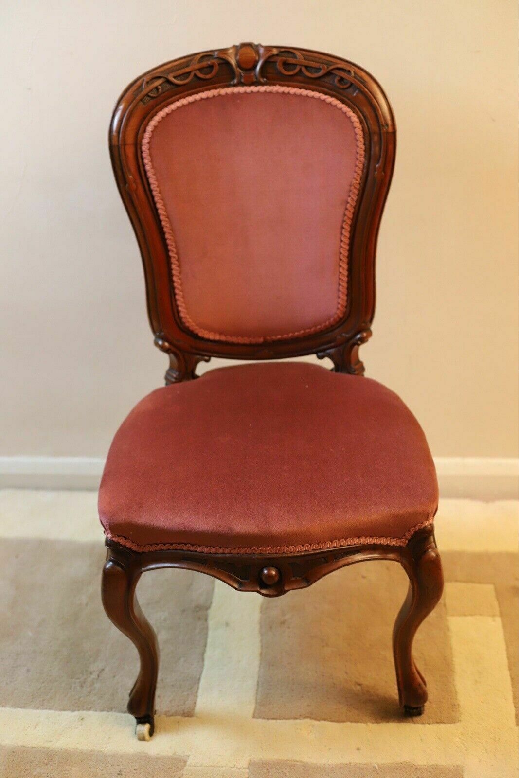 A 19th Century Continental Carved Walnut Show Frame Dining Chair photo for sale