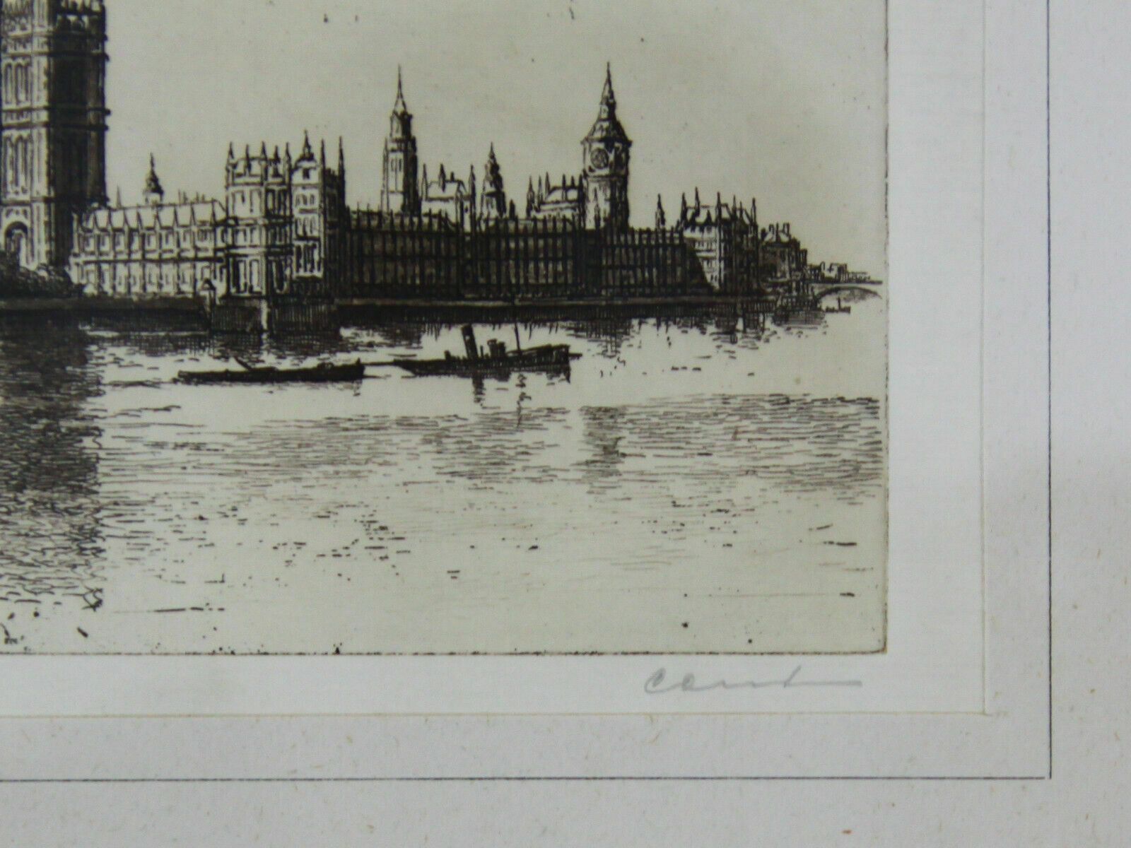 Etching By Edgar James Maybery. Houses Of Parliament photo for sale