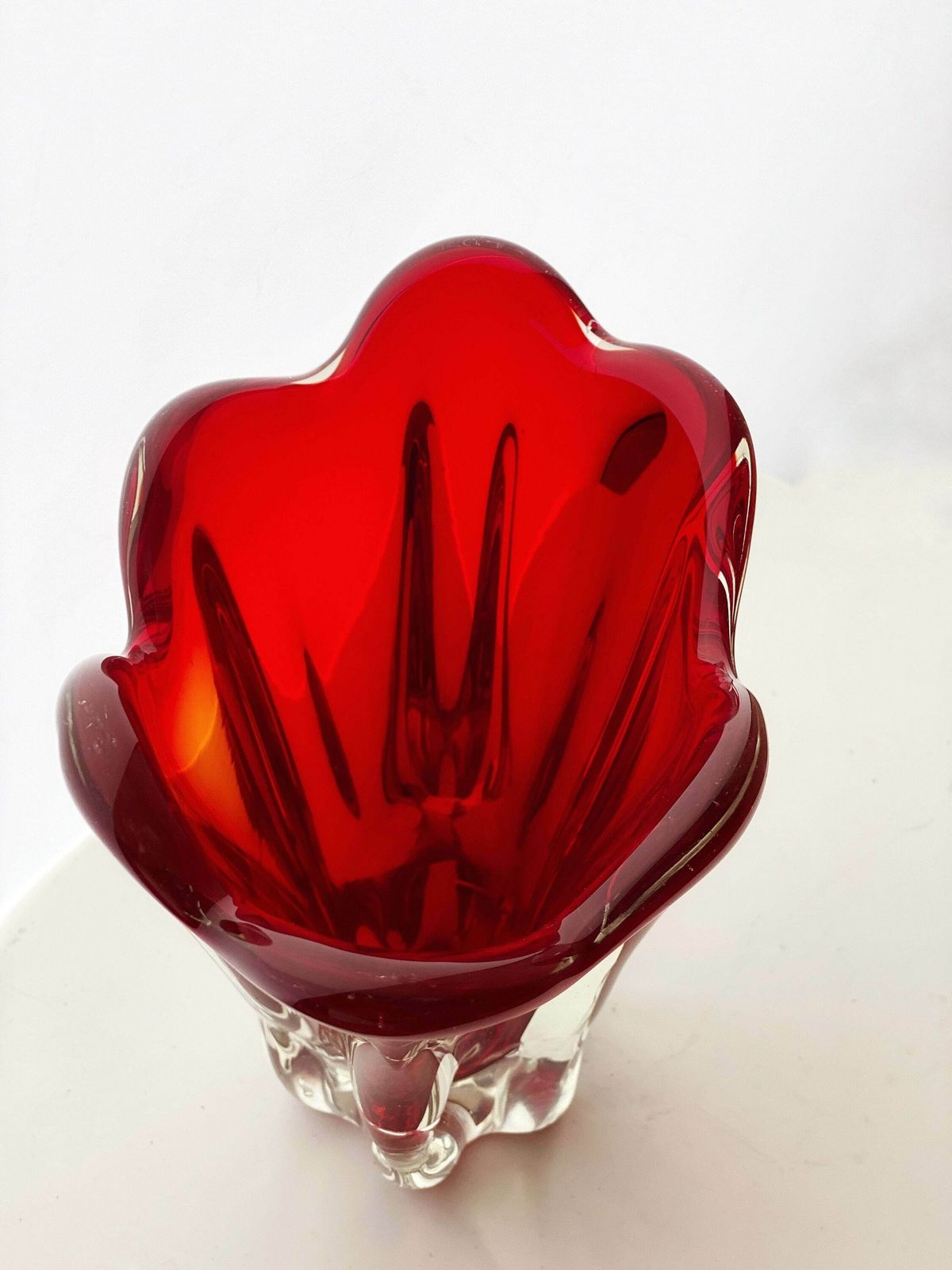 Dramatic Free Form 1950s Japanese Glass Vase photo for sale