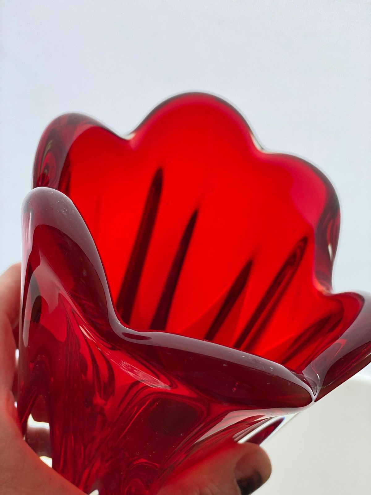 Dramatic Free Form 1950s Japanese Glass Vase photo vinterior