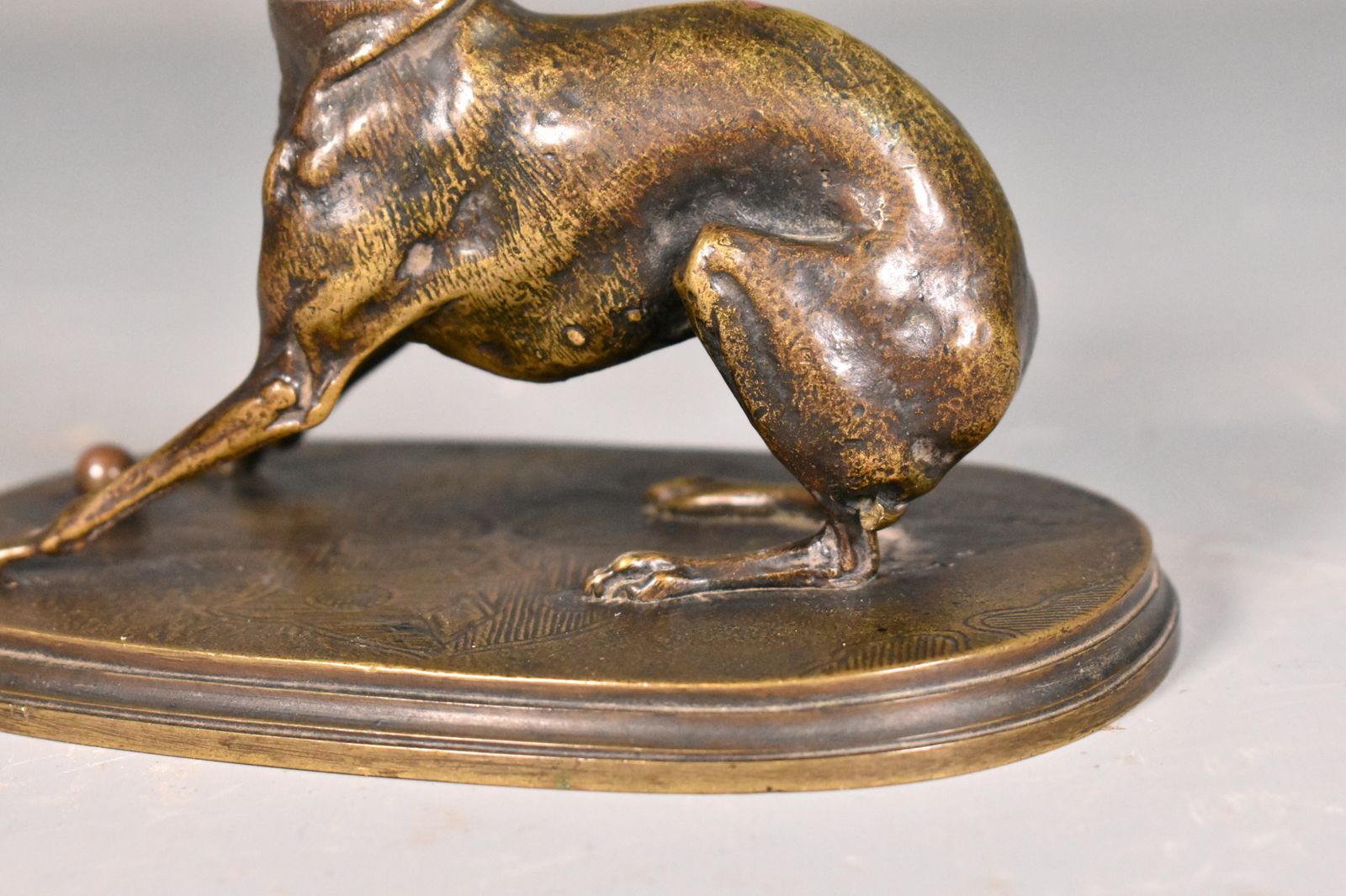 Art Greyhound With Ball In Bronze By Pierre Jules Mène (1810 1879) photo