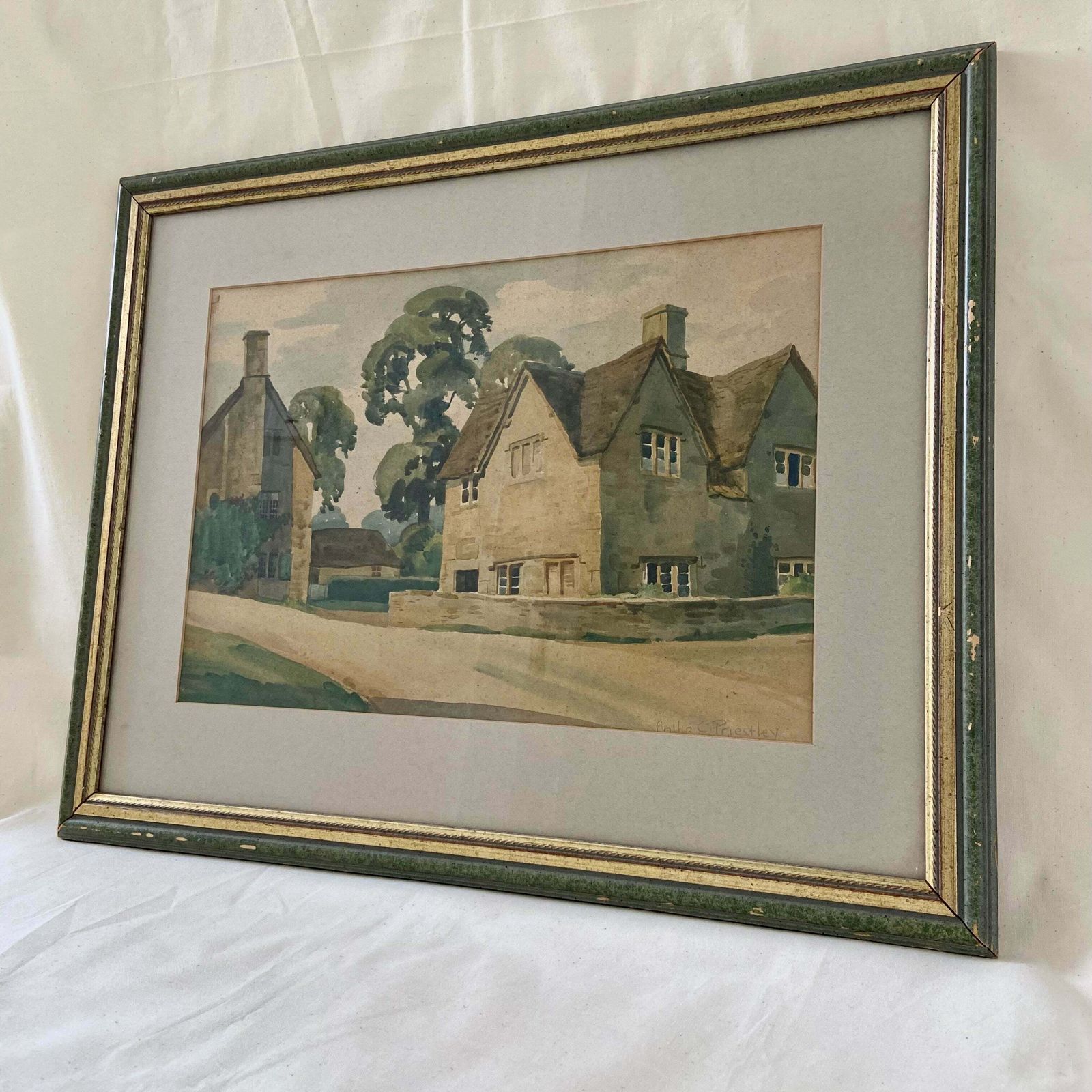 Original Framed Watercolour Of A Cotswold Stone House