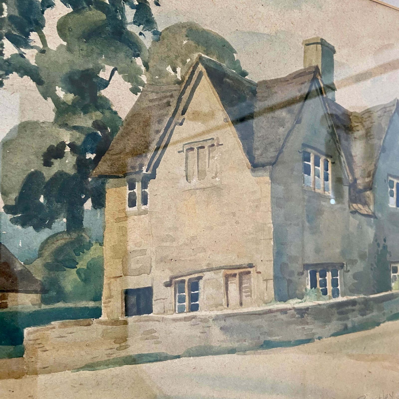 Original Framed Watercolour Of A Cotswold Stone House photo Art