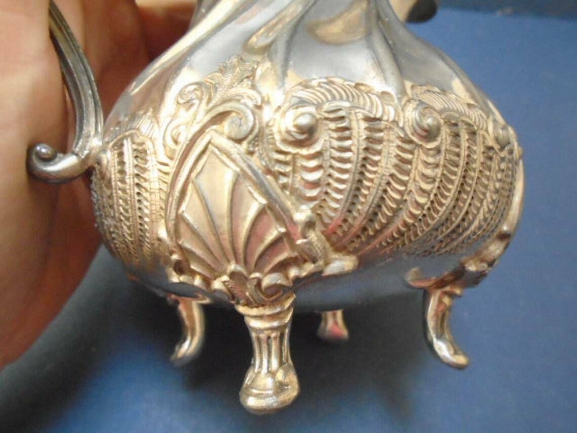 Antique French Silver Plated Creamer Or Milk  Syrup  Honey Jug Circa 1900s Victorian photo 88.0
