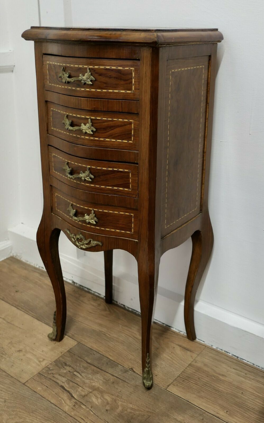 A Pair Of French Dainty Four Drawer Ormolu Side Cabinets photo for sale