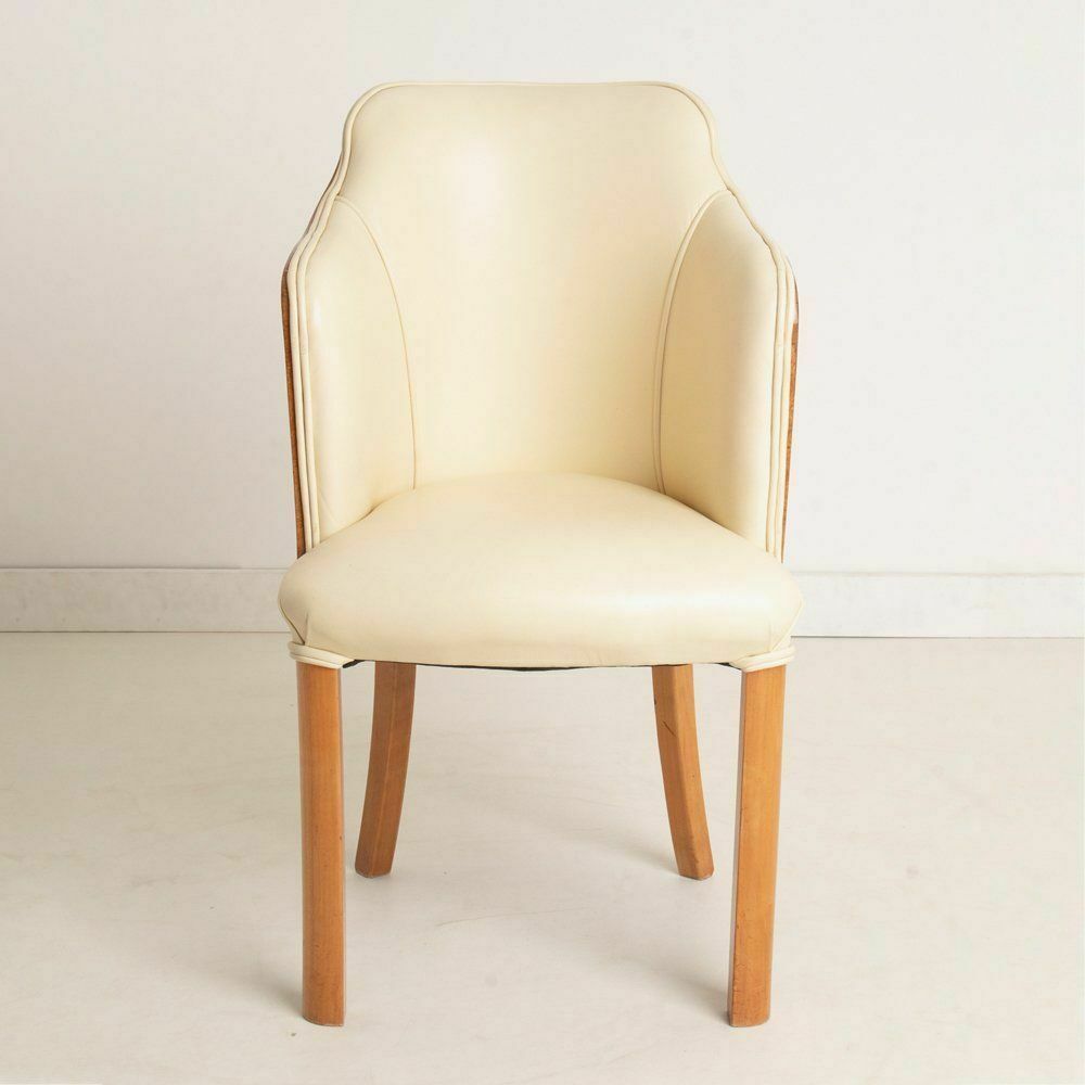 Pair Of British Art Deco Salon Chairs By Hille In Burr Maple C.1930 photo furniture