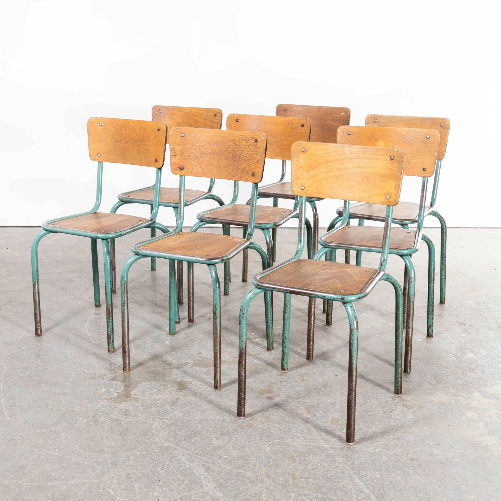 1950’s French Mullca Framed Seat Dining Chairs – Set Of Eight photo vinterior