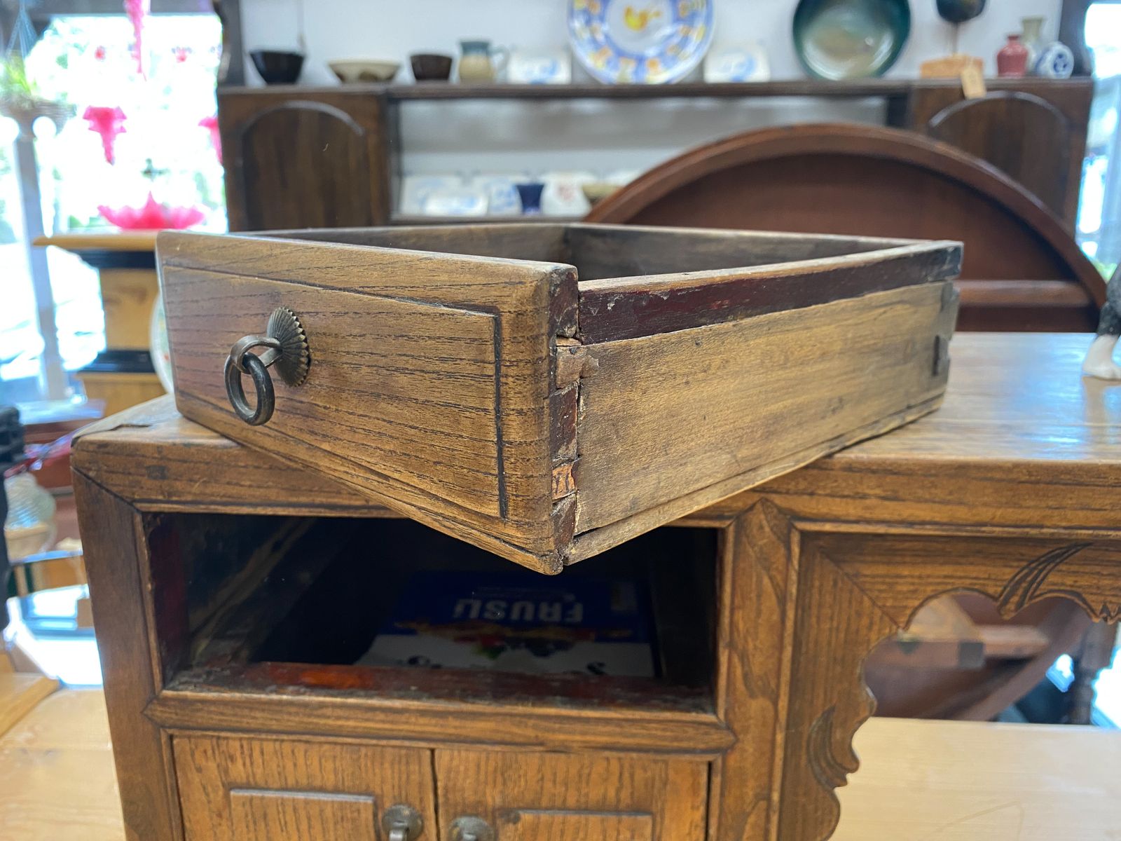 Mid 19th Century Chinese Elm Low Alter Cabinet photo vintage