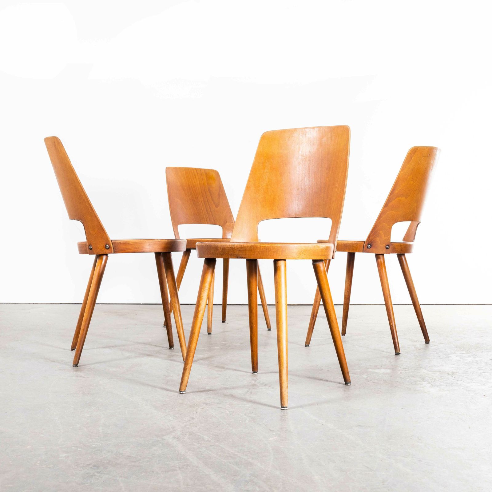 1960’s French Baumann Honey Beech Bentwood Mondor Dining Chair – Set Of Four photo vintage