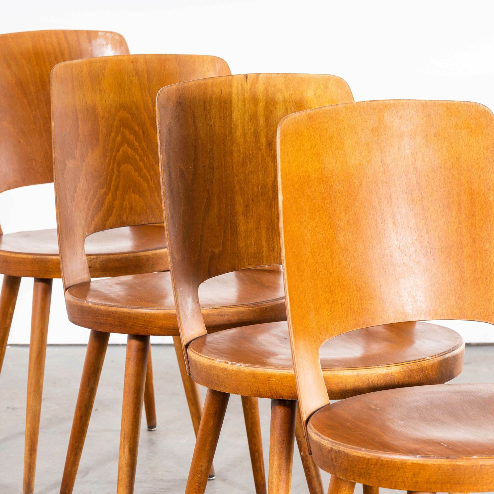 photo furniture 1960’s French Baumann Honey Beech Bentwood Mondor Dining Chair – Set Of Four