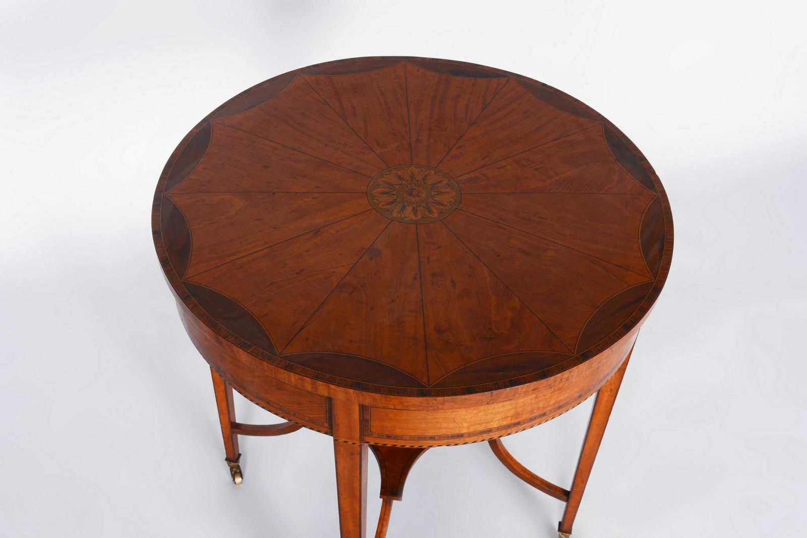 Restored Biedermeier Cherry Tree Round Table, Detailed Marquetry, France, 1850s photo vinterior