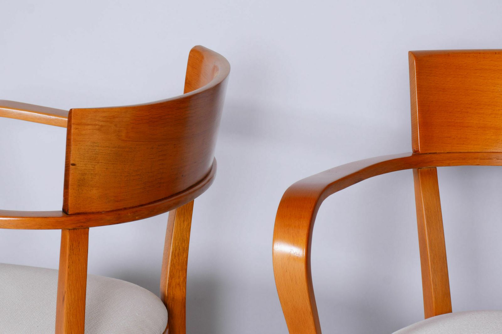 Pair Of White Artdeco Beech Armchairs, Jindrich Halabala, Up Zavody, 1930s photo Furniture