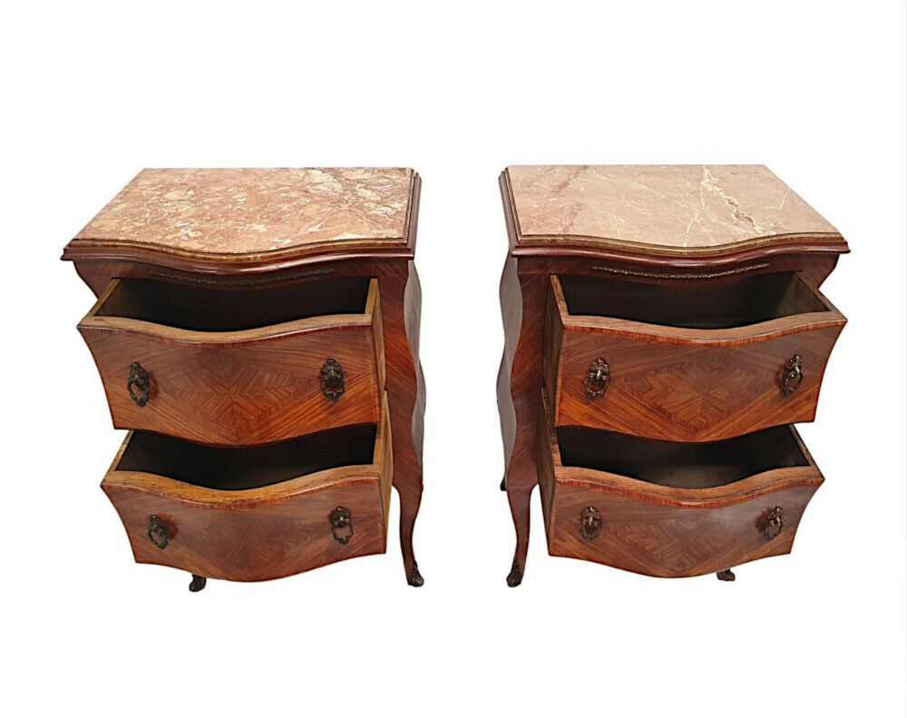 A Very Fine 19th Century Pair Of Large Marble Top Chests photo for sale