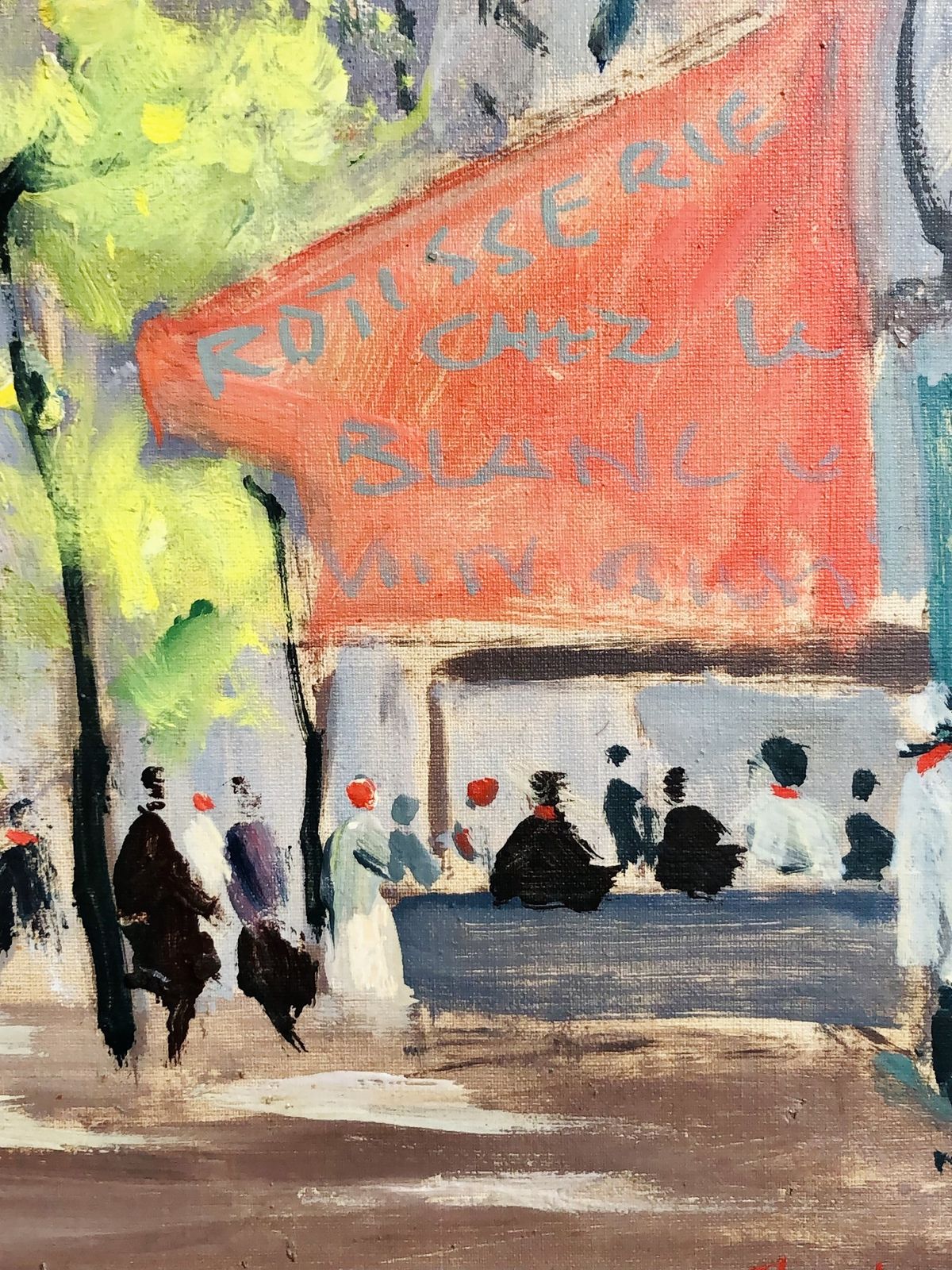 Paris Oil Painting Mid Century Parisian Cafe Scene photo vinterior