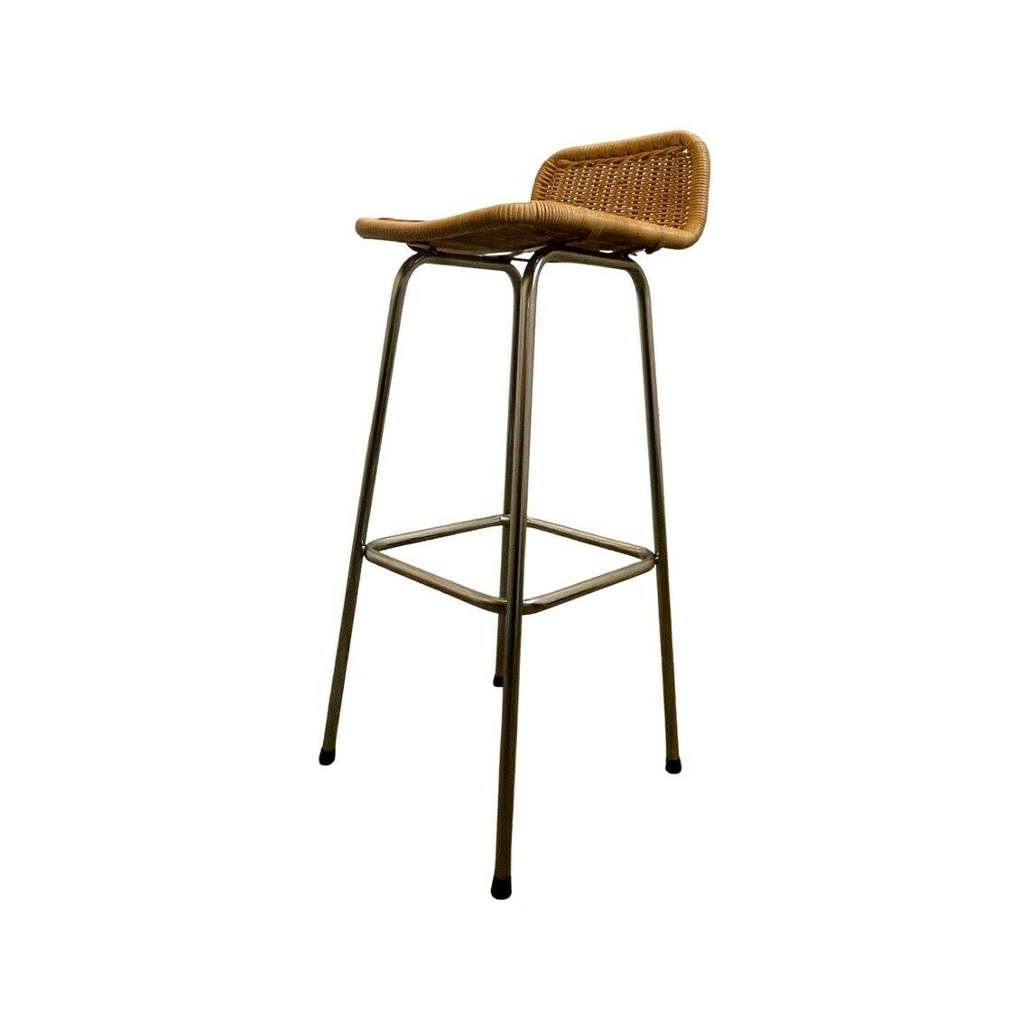 Dirk Van Sliedrecht  Rohe Noordwolde  Bar Stool With Wicker  Rattan Seat  In Great Condition Multiple In Stock photo furniture