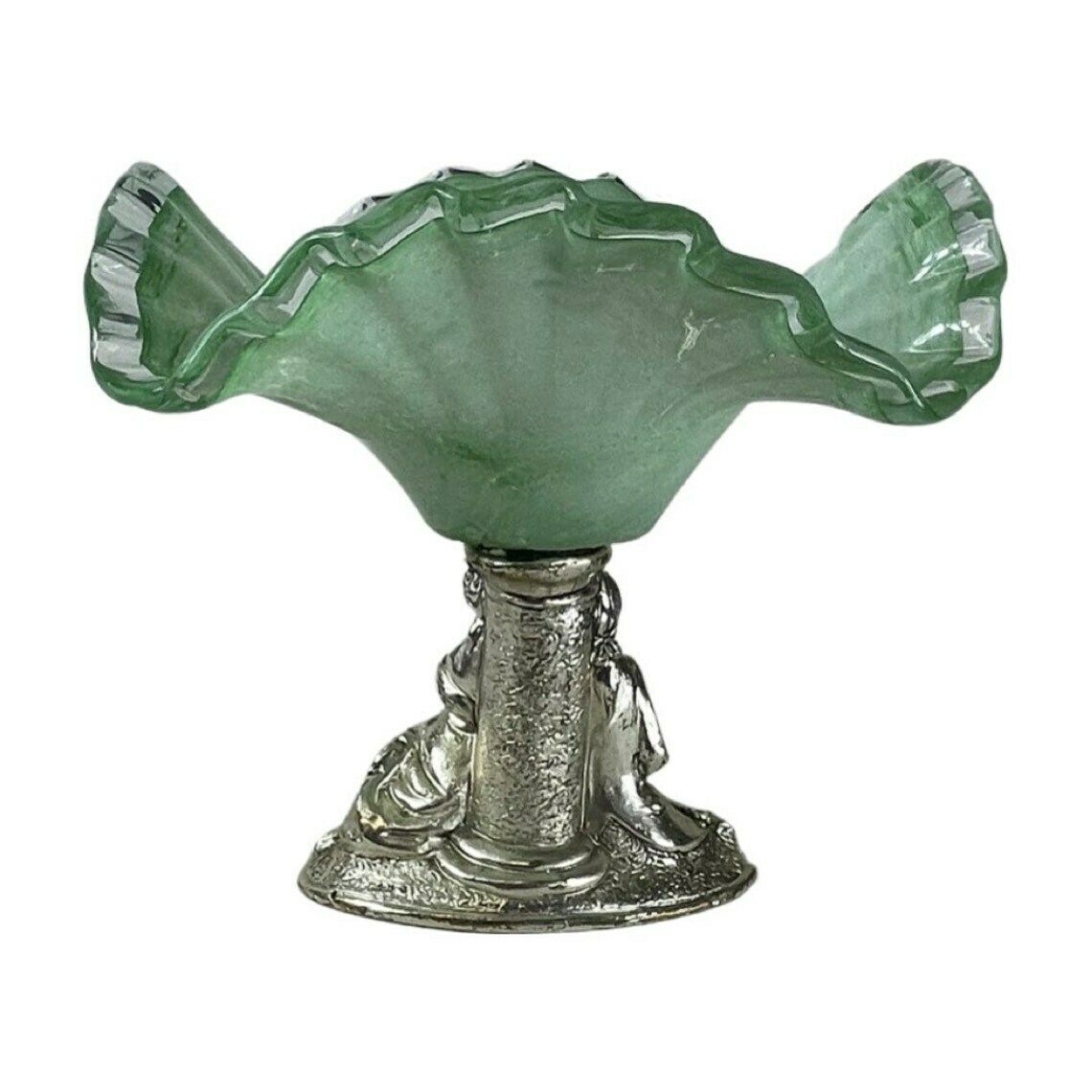 La Meridiana Italy Glass Bowl On Silver Base With A Romantic Scene Original Stamp On The Glass photo for sale