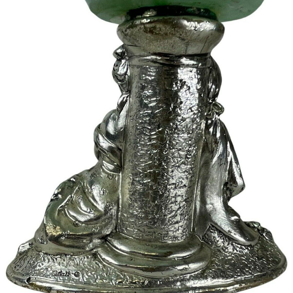 La Meridiana Italy Glass Bowl On Silver Base With A Romantic Scene Original Stamp On The Glass photo vinterior