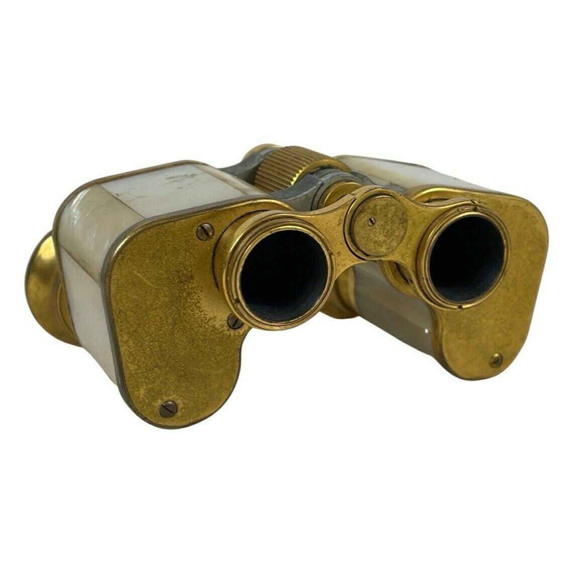 Carl Zeiss Jena Teleater Antique German Made Theater Viewer Binoculars Opera Glasses Brass Casing With Mother Of Pearl Ca. 1930 photo furniture