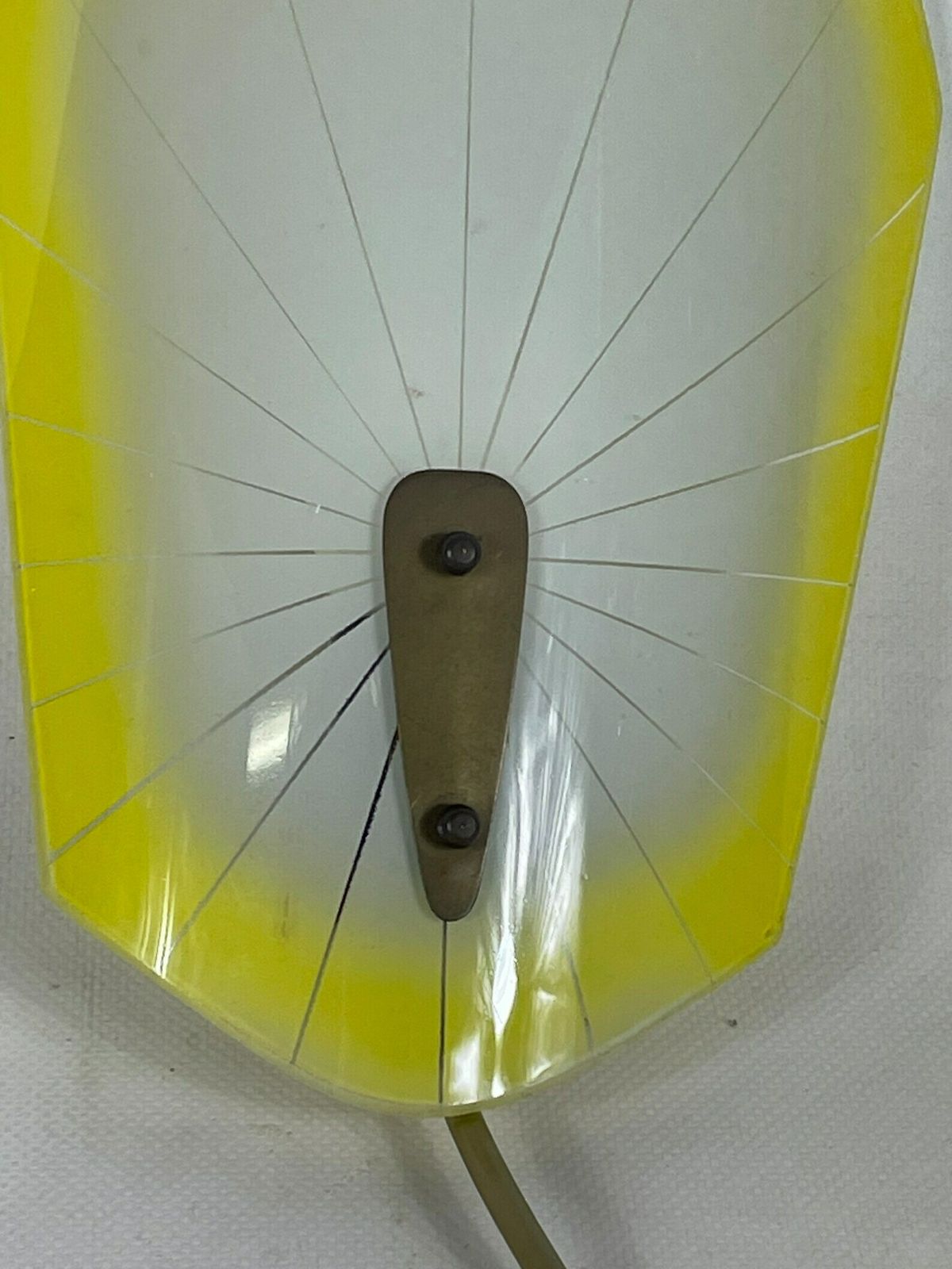 Mid Century Modern   Wall Mounted Lamp With Yellow And White Glass Shade And Brass Detail photo Lighting