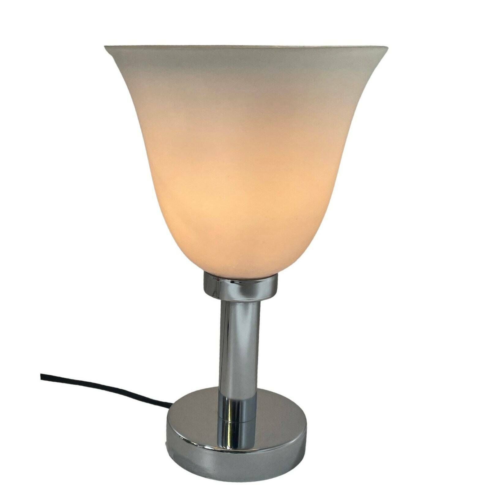 Vintage   Chalice Shaped   Desk Lamp   Hema   Opaline Glass On Chromed Base
