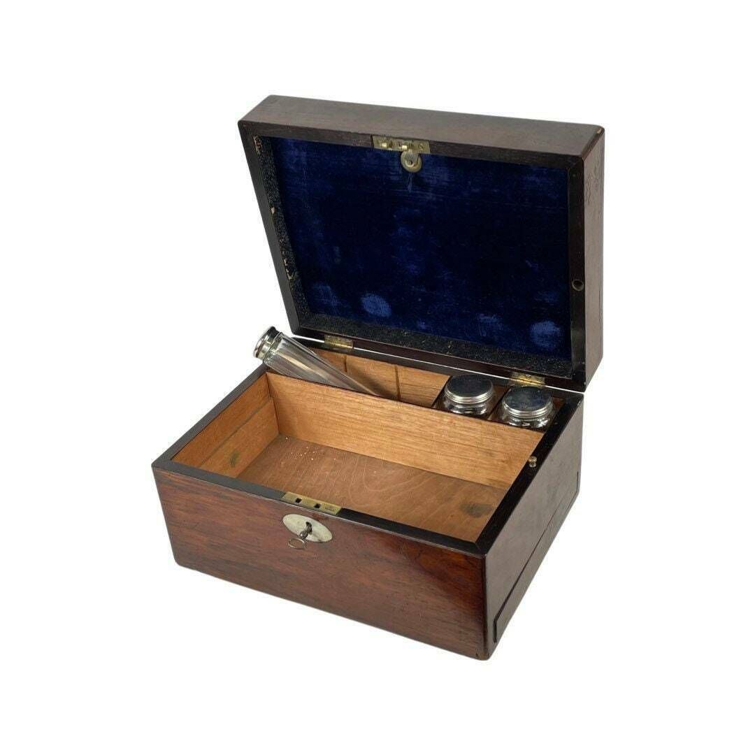 19th C Fine English Mahogany Fineer Writing Box   100% Complete + Secret Drawers photo for sale