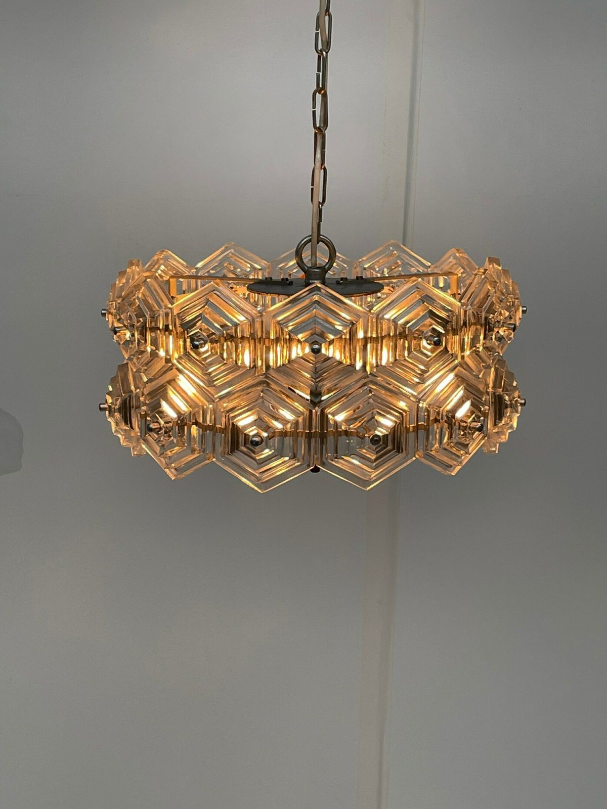 Veb Kristallleuchte Ebersbach – Kristallen Hanglamp – Model Sputnik – Massief Glas (Geen Barsten) photo 490.0