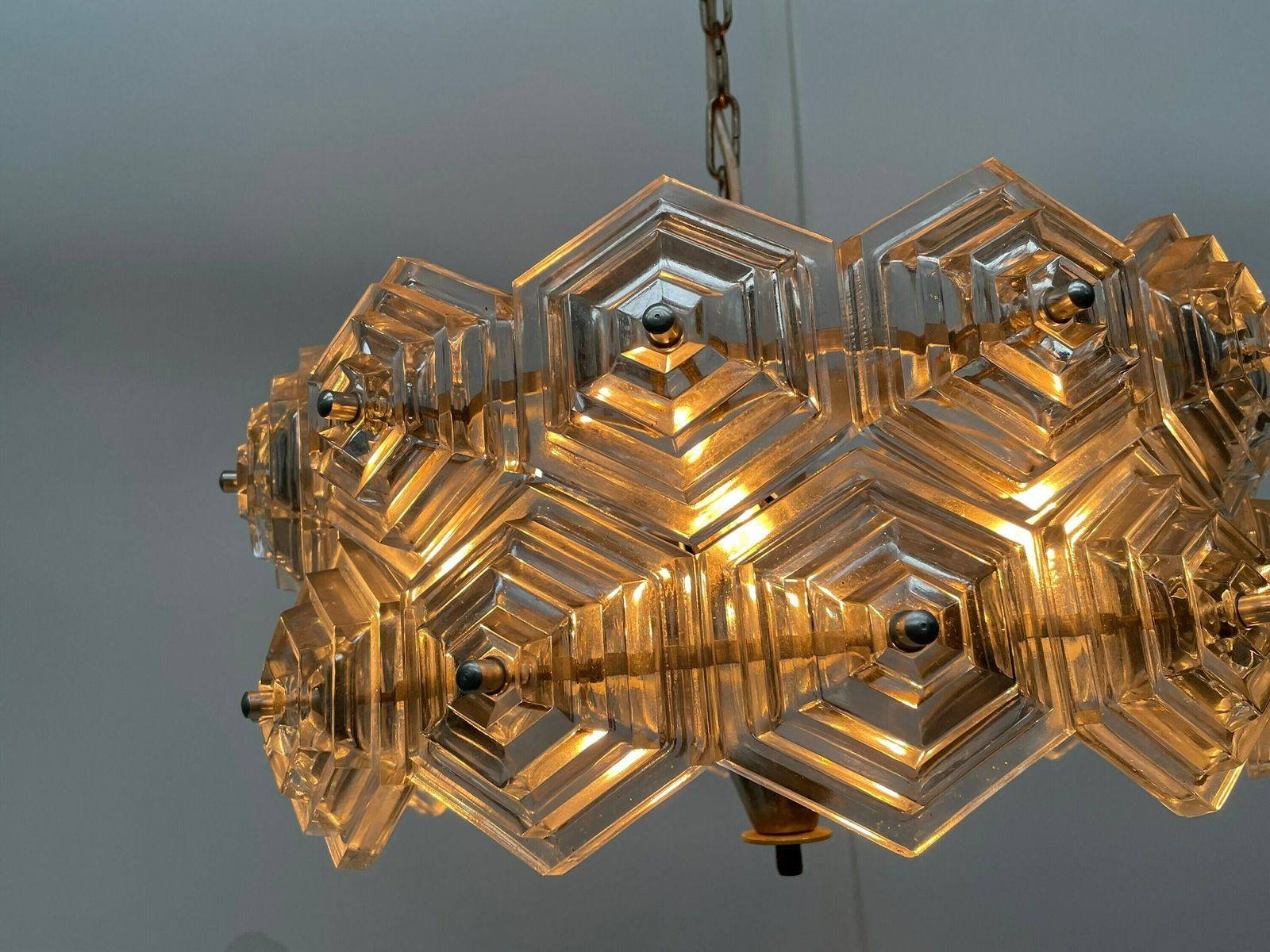 Veb Kristallleuchte Ebersbach – Kristallen Hanglamp – Model Sputnik – Massief Glas (Geen Barsten) photo buy