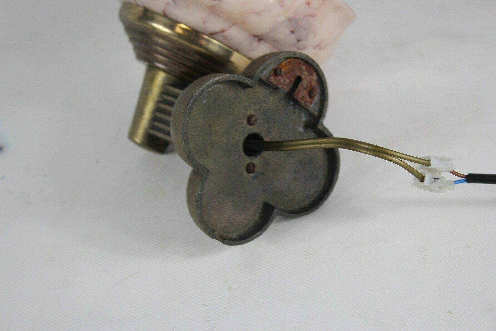 photo furniture Art Deco   Wall Mounted Lamp With Marble Like Pink Glass   Brass Base