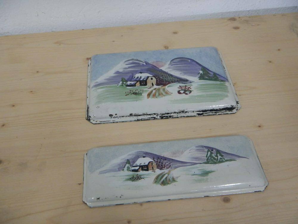 Iron Plaques, 1970s, Set Of 2, Vintage photo furniture