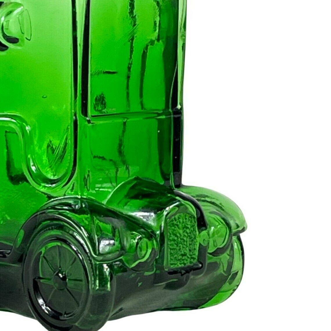 Empoli   Italy, 1960’s   Green Glass   Comical Car Decorative Bottle With Man In Hat As Top photo furniture