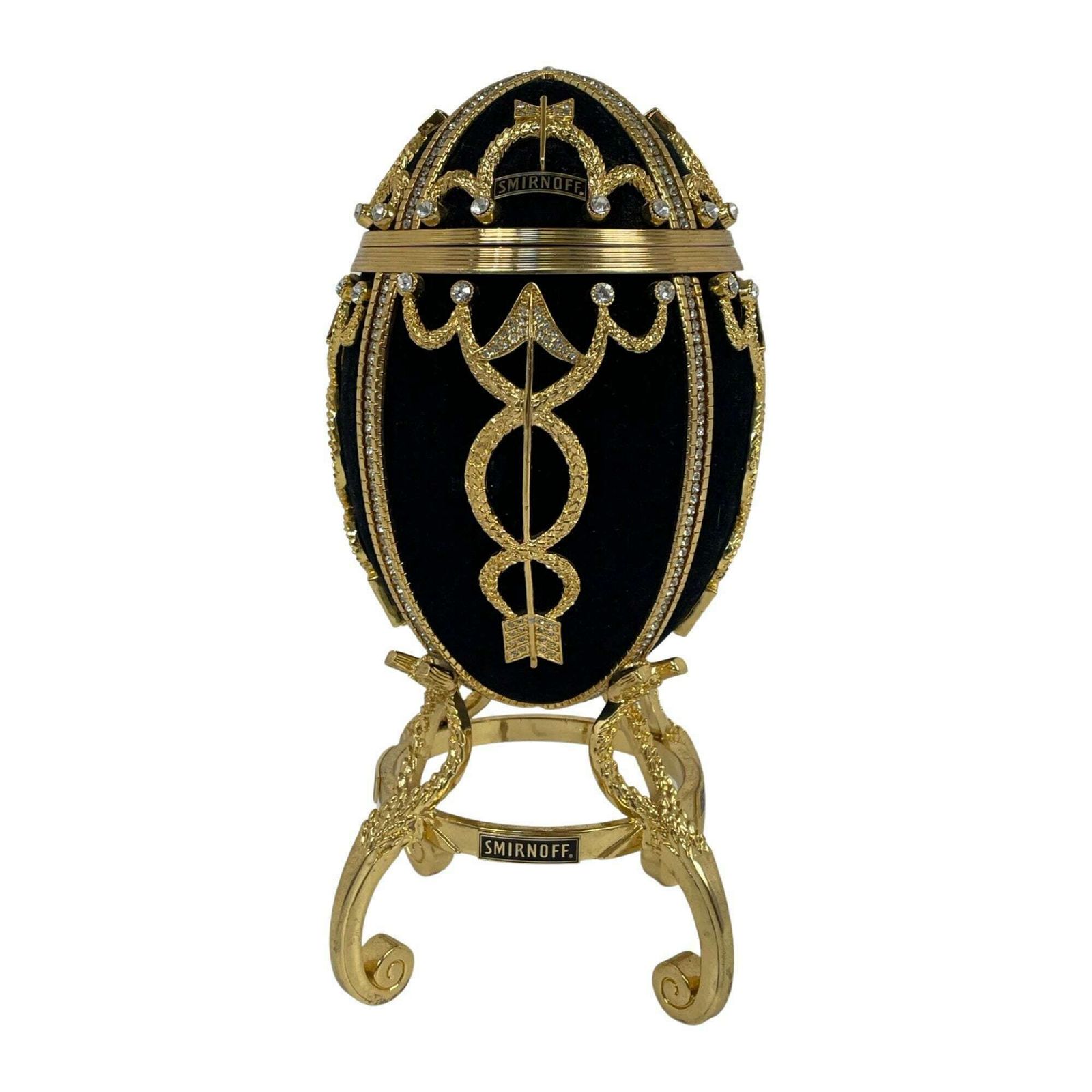 Faberge Egg   Smirnoff   Ca. 3.5kgs   Black Velvet And Crystal Inlay On Gold Colored Framework   Ice Bucket / Cooler photo furniture